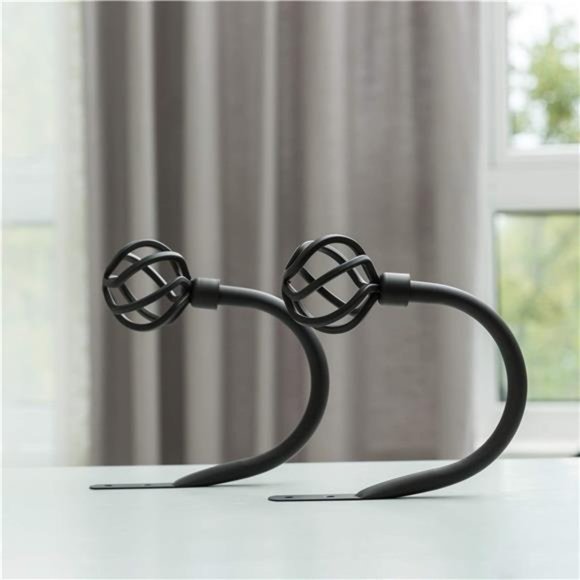 Handmade Metal Curtain Holdback 2pcs,Decoration Matt Black Curtain TieBack Hooks - Picture 5 of 6
